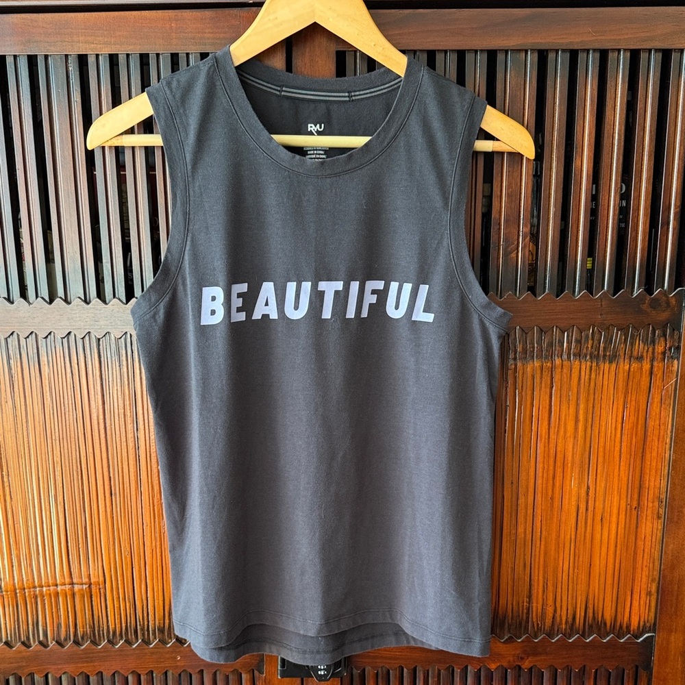 Ryu Black Tank Top with Bold Print